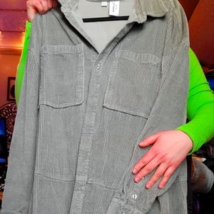 Collusion brand, Sage Courderoy, shirt dress, size 16 US.